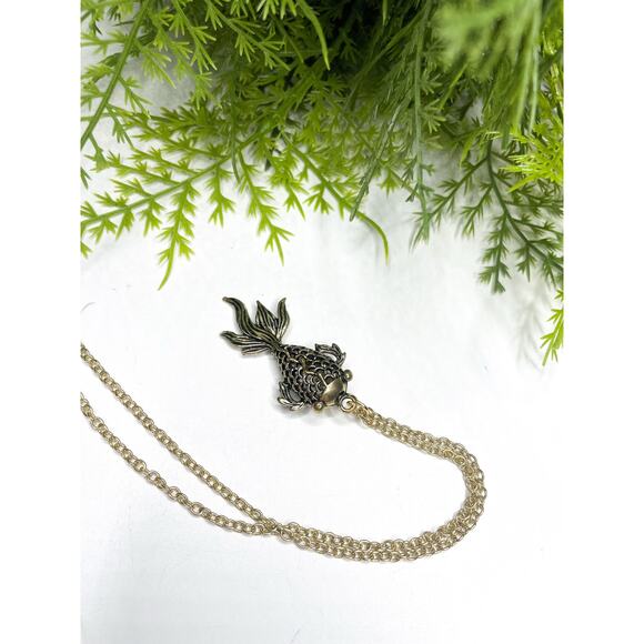 Japanese Koi Fish Necklace Gold Good Luck Peace Tranquility - Picture 1 of 6